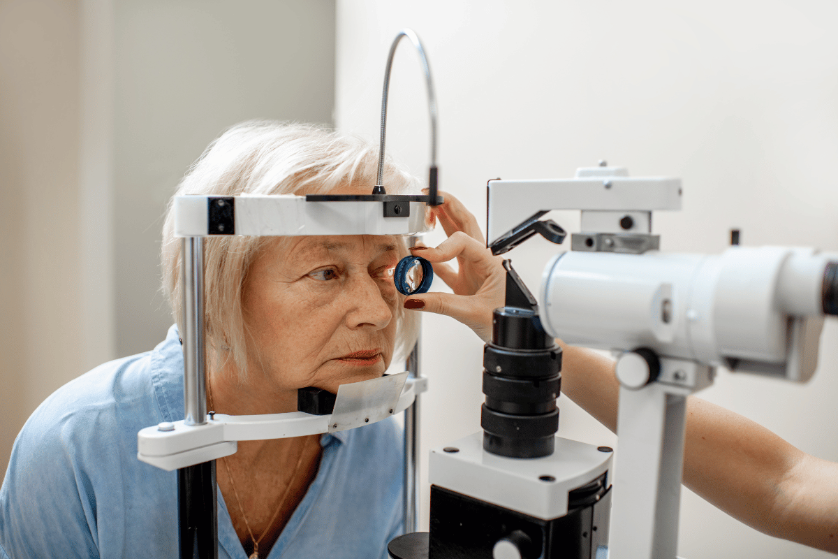 older woman getting an eye exam